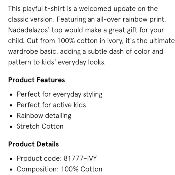 NADADELAZOS Rainbows Print short sleeve kids T-Shirt in Ivory 4 years tee - Picture 7 of 9